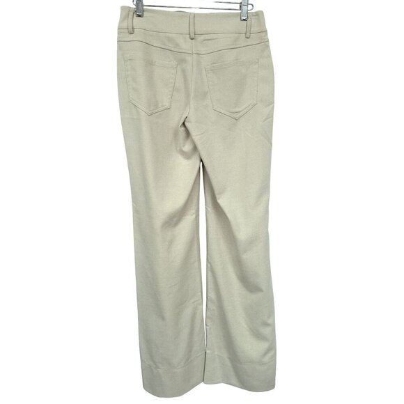 Cache Vintage Ivory Tonal Pattern Wide Leg Trousers Pants Pockets Sz 2 Long USA - Picture 3 of 8